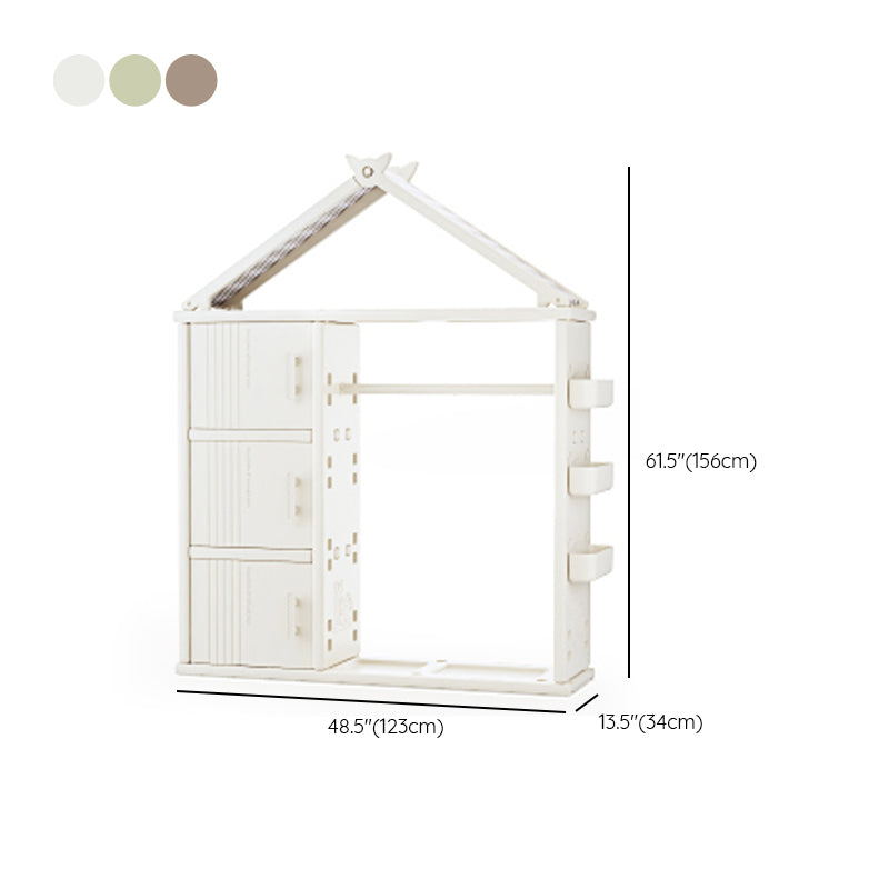 Modern Style Plastic Frame Wardrobe Freestanding Wardrobe with Shelves and Clothes Rail