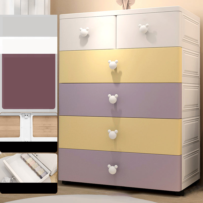 Contemporary Vertical Kids Furniture Plastic Nursery Dresser with 6 Drawers for Home