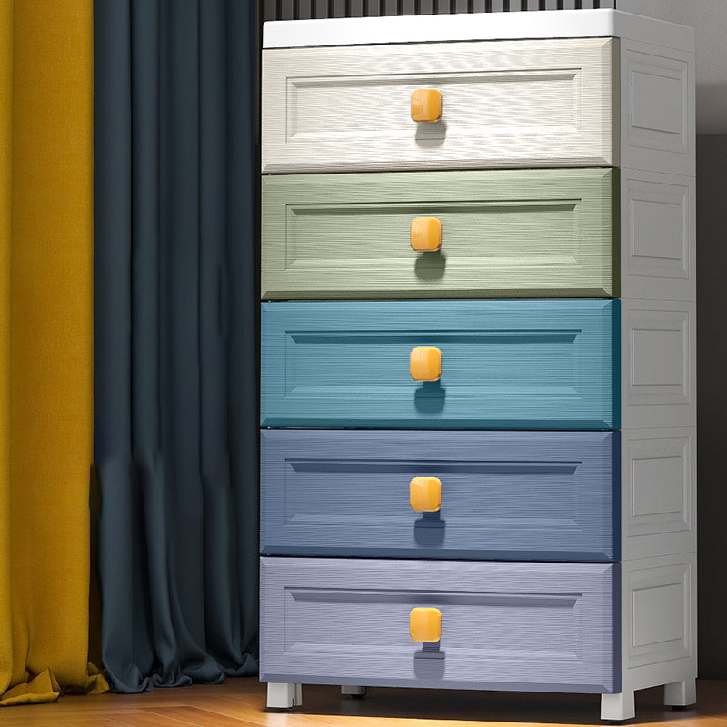 Modern Vertical Kids Nightstand Plastic Nursery Dresser with 5 Drawers for Bedroom