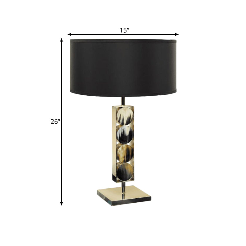 Rectangle Metal Night Table Light Moderniste 1 Lampe de bureau en tissu noir clair pour chambre à coucher