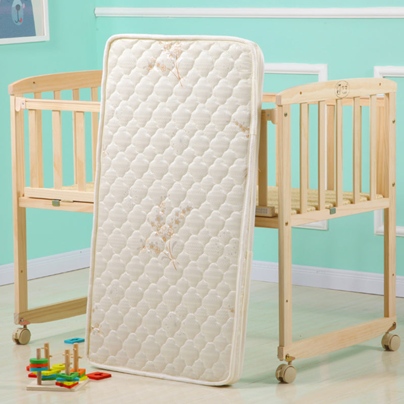 Farmhouse Pine Bed Solid Wood Baby Crib with Guardrails and Casters