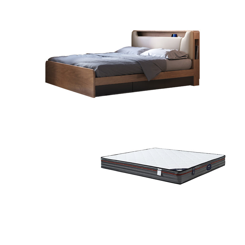 Contemporary Standard Bed Wood Upholstered Headboard Panel Bed