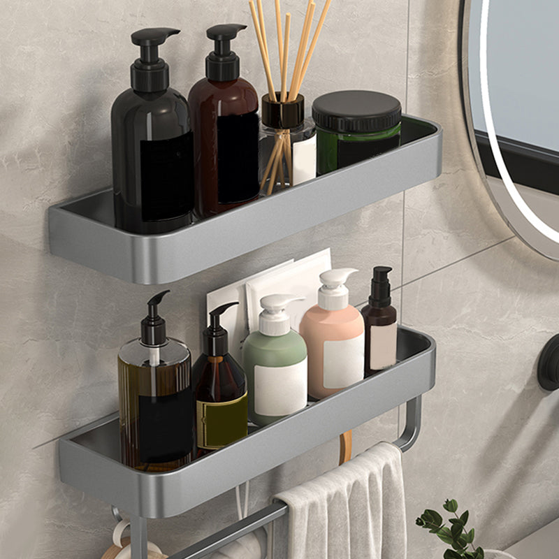 Modern Grey 2-Piece Bathroom Accessory Set, Matte Grey, Bath Shelf