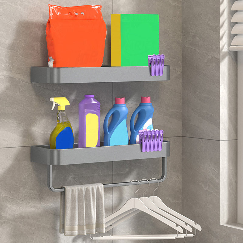 Modern Grey 2-Piece Bathroom Accessory Set, Matte Grey, Bath Shelf