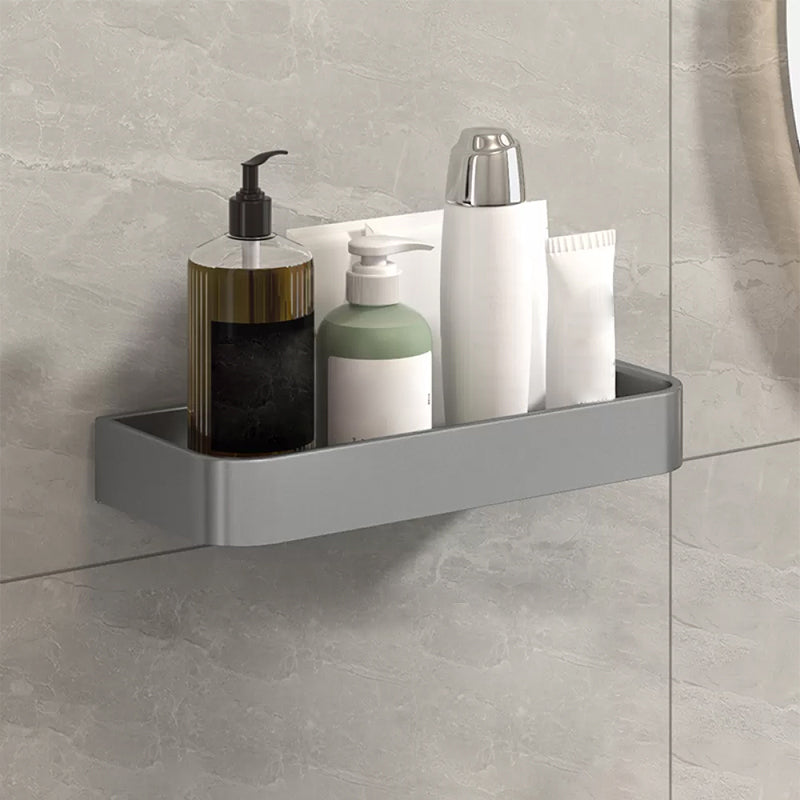 Modern Grey 2-Piece Bathroom Accessory Set, Matte Grey, Bath Shelf