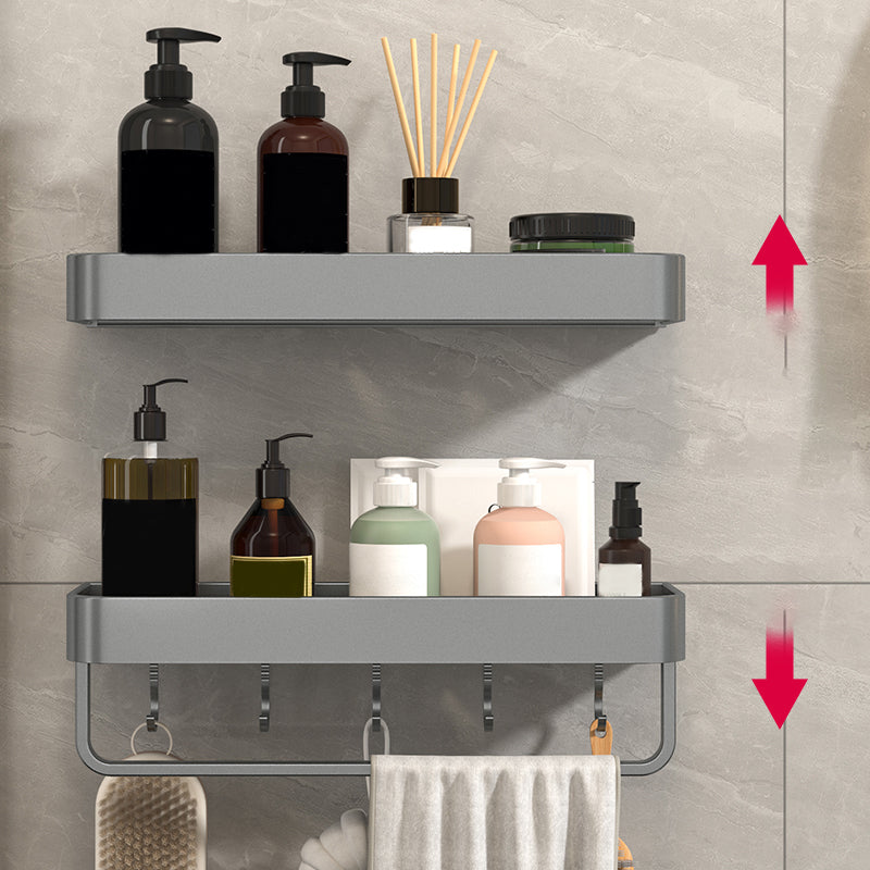 Modern Grey 2-Piece Bathroom Accessory Set, Matte Grey, Bath Shelf