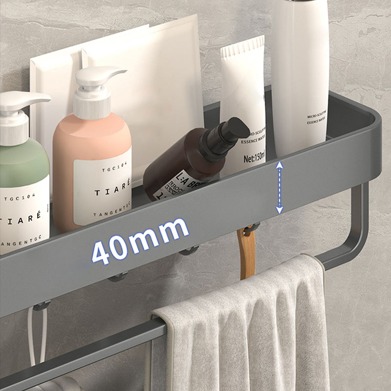 Modern Grey 2-Piece Bathroom Accessory Set, Matte Grey, Bath Shelf