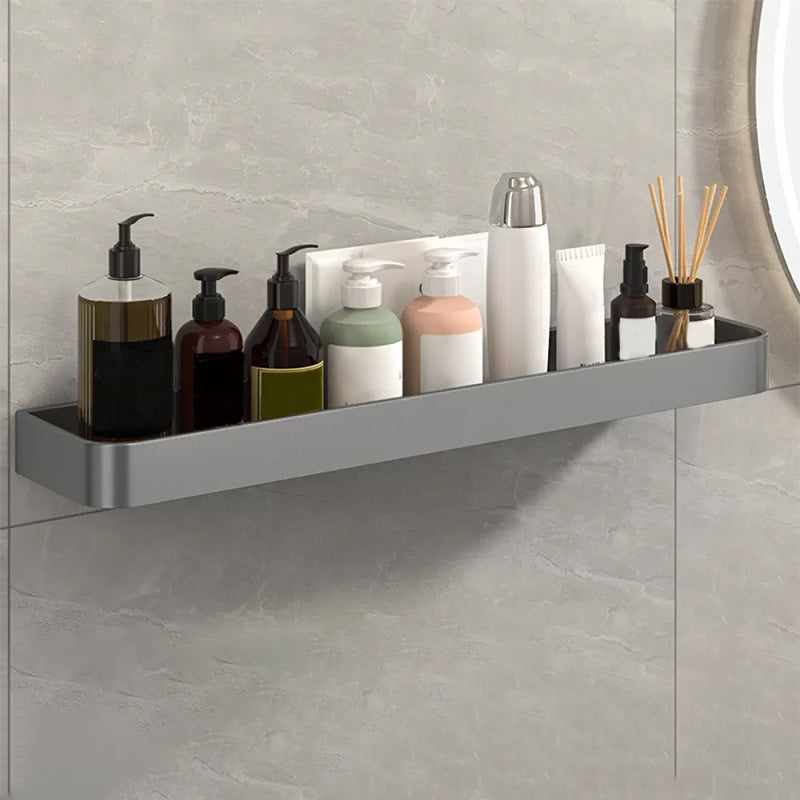 Modern Grey 2-Piece Bathroom Accessory Set, Matte Grey, Bath Shelf