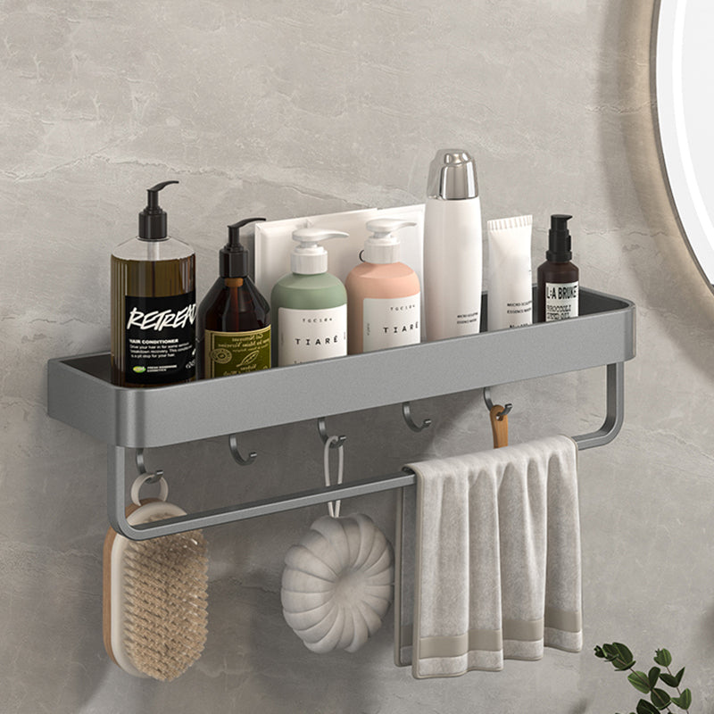 Modern Grey 2-Piece Bathroom Accessory Set, Matte Grey, Bath Shelf