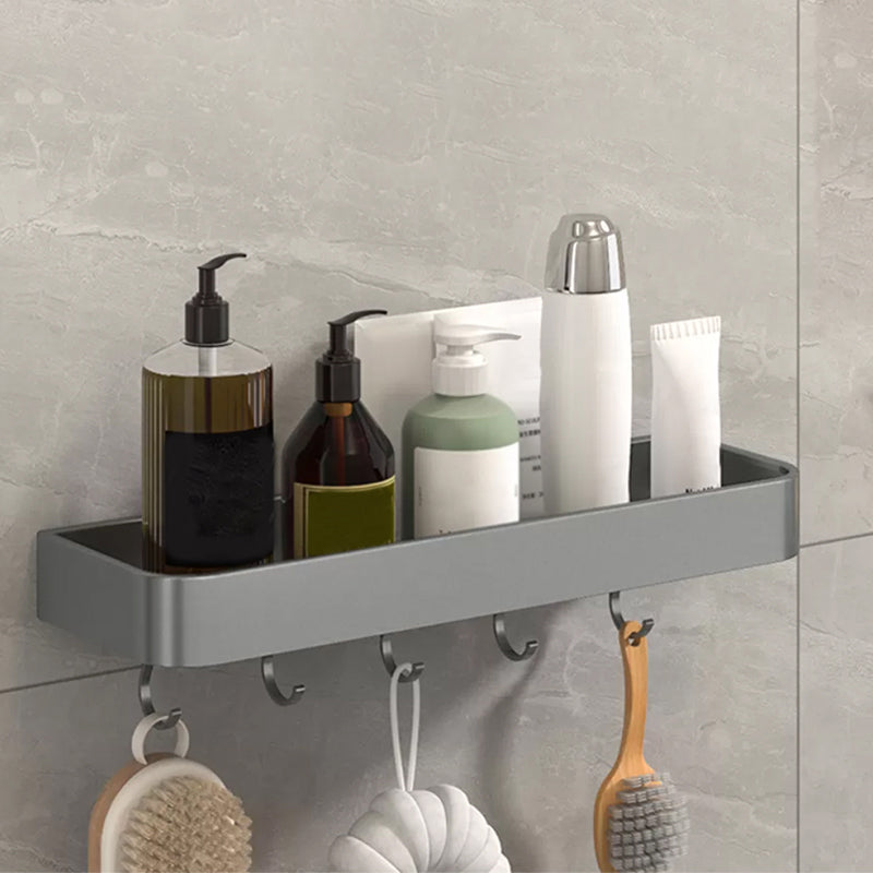 Modern Grey 2-Piece Bathroom Accessory Set, Matte Grey, Bath Shelf