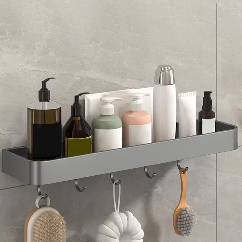 Modern Grey 2-Piece Bathroom Accessory Set, Matte Grey, Bath Shelf