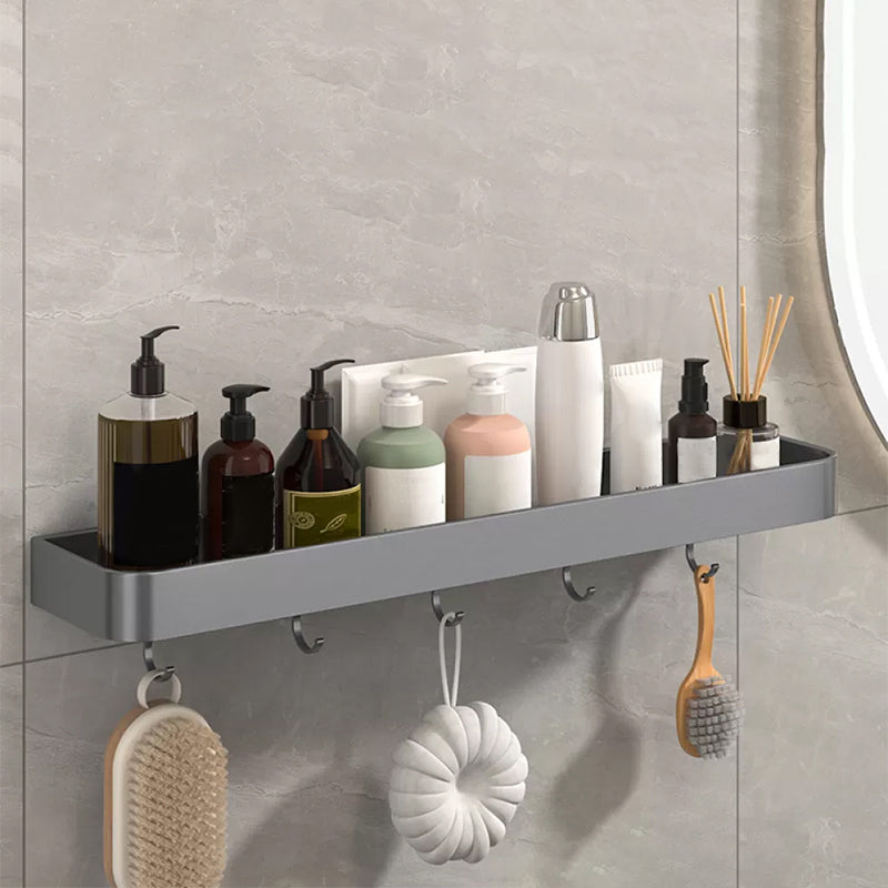 Modern Grey 2-Piece Bathroom Accessory Set, Matte Grey, Bath Shelf