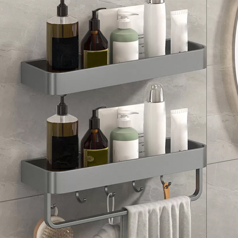 Modern Grey 2-Piece Bathroom Accessory Set, Matte Grey, Bath Shelf