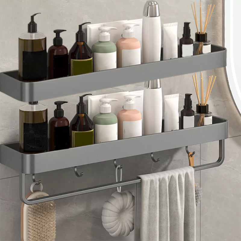 Modern Grey 2-Piece Bathroom Accessory Set, Matte Grey, Bath Shelf