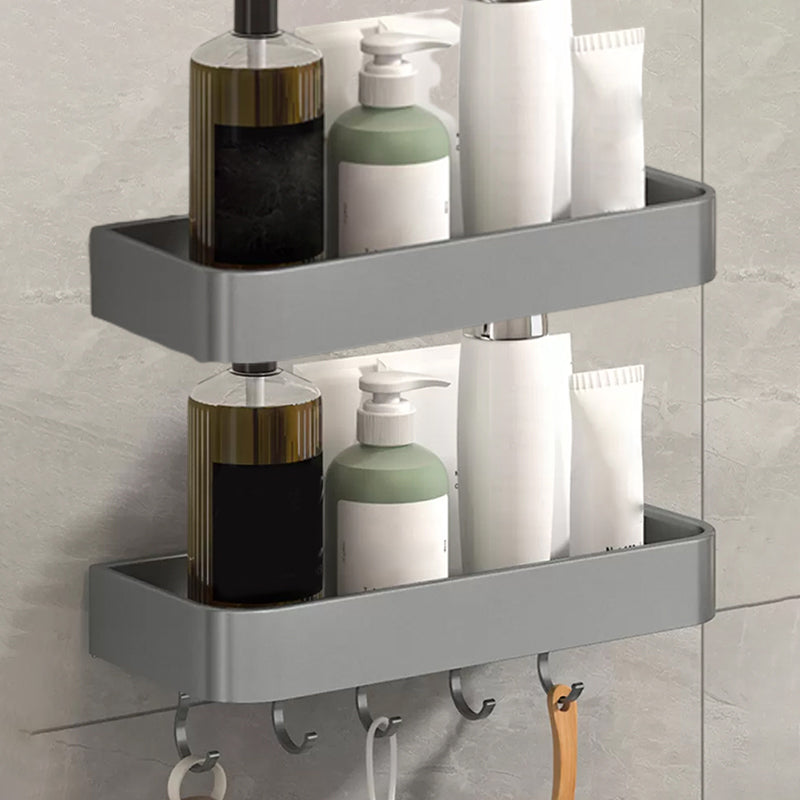 Modern Grey 2-Piece Bathroom Accessory Set, Matte Grey, Bath Shelf