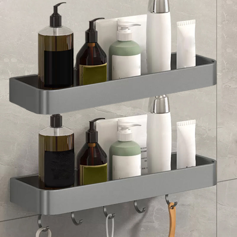 Modern Grey 2-Piece Bathroom Accessory Set, Matte Grey, Bath Shelf