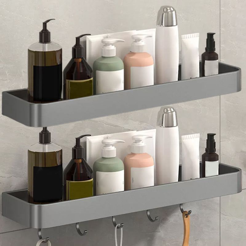 Modern Grey 2-Piece Bathroom Accessory Set, Matte Grey, Bath Shelf