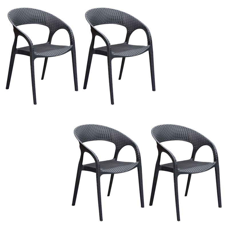 Black Plastic Outdoor Chair Tropical Dining Armchair Stacking Armchair