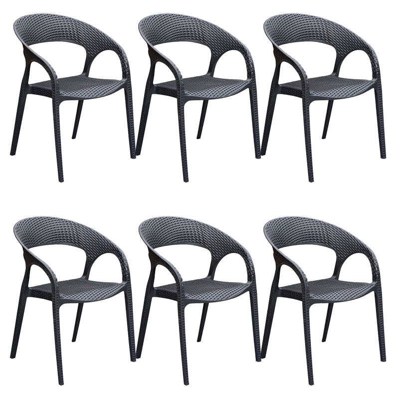 Black Plastic Outdoor Chair Tropical Dining Armchair Stacking Armchair