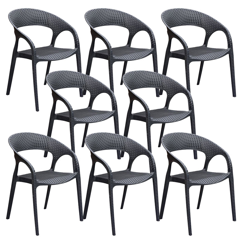 Black Plastic Outdoor Chair Tropical Dining Armchair Stacking Armchair