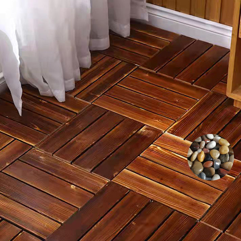 4-Slat Wood Floor Tiles Interlocking Installation Floor Board Tiles
