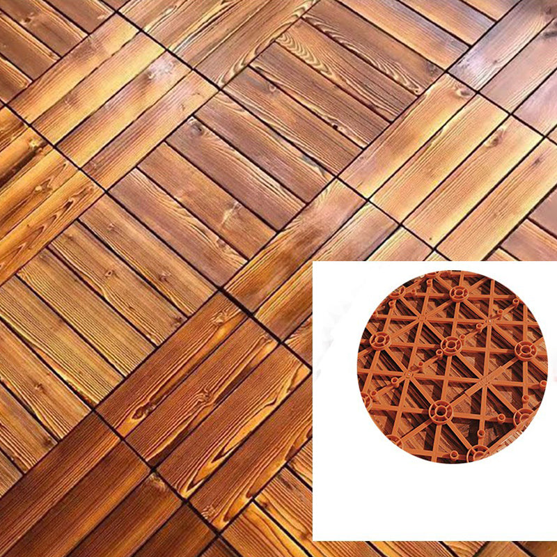 4-Slat Wood Floor Tiles Interlocking Installation Floor Board Tiles