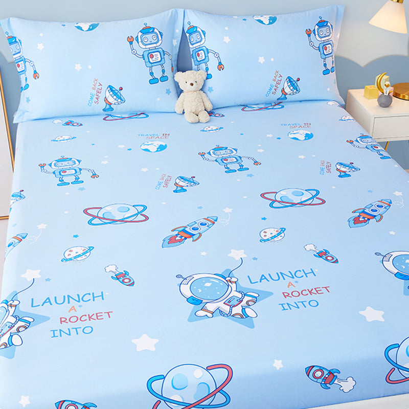 Sheet Sets Cotton Cartoon Printed Wrinkle Resistant Breathable Super Soft Bed Sheet Set