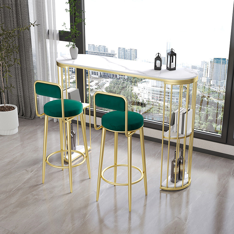 Double Pedestal Bar Table Set 1/3 Pcs Metal Frame Bar Table and Stools