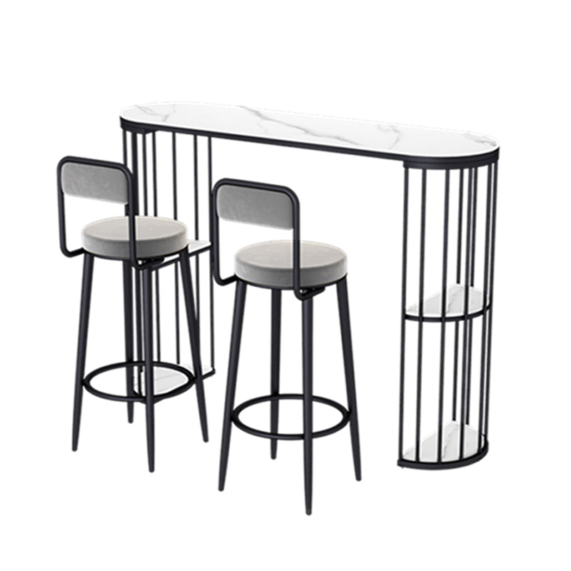 Double Pedestal Bar Table Set 1/3 Pcs Metal Frame Bar Table and Stools