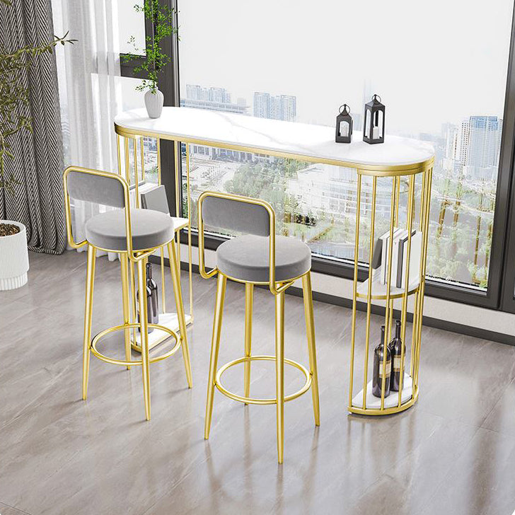 Double Pedestal Bar Table Set 1/3 Pcs Metal Frame Bar Table and Stools