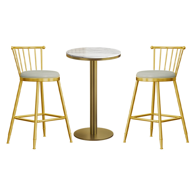 Modern Style Bar Table Set 1/3 Pieces Round Stone Bar table with Upholstered Stools