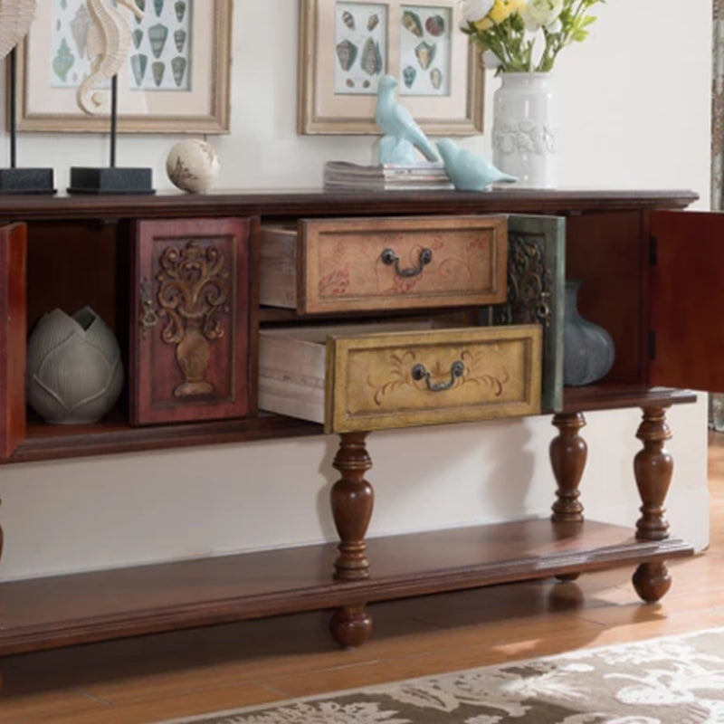 36.6" Tall Wood Accent Cabinet, Industrial Rectangle Accent Chest with Doors