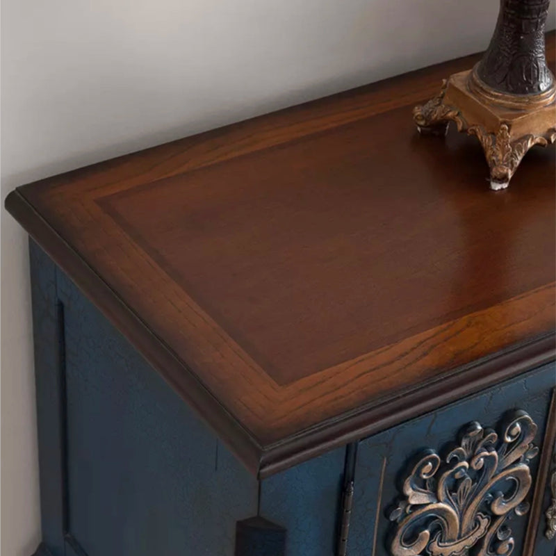 36.6" Tall Wood Accent Cabinet, Industrial Rectangle Accent Chest with Doors