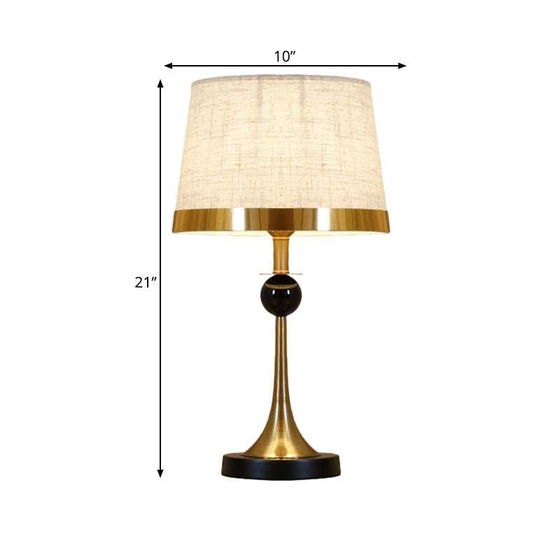 1 Light Living Room Table Light Contemporary Gold Desk Lamp with Drum Beige Fabric Shade