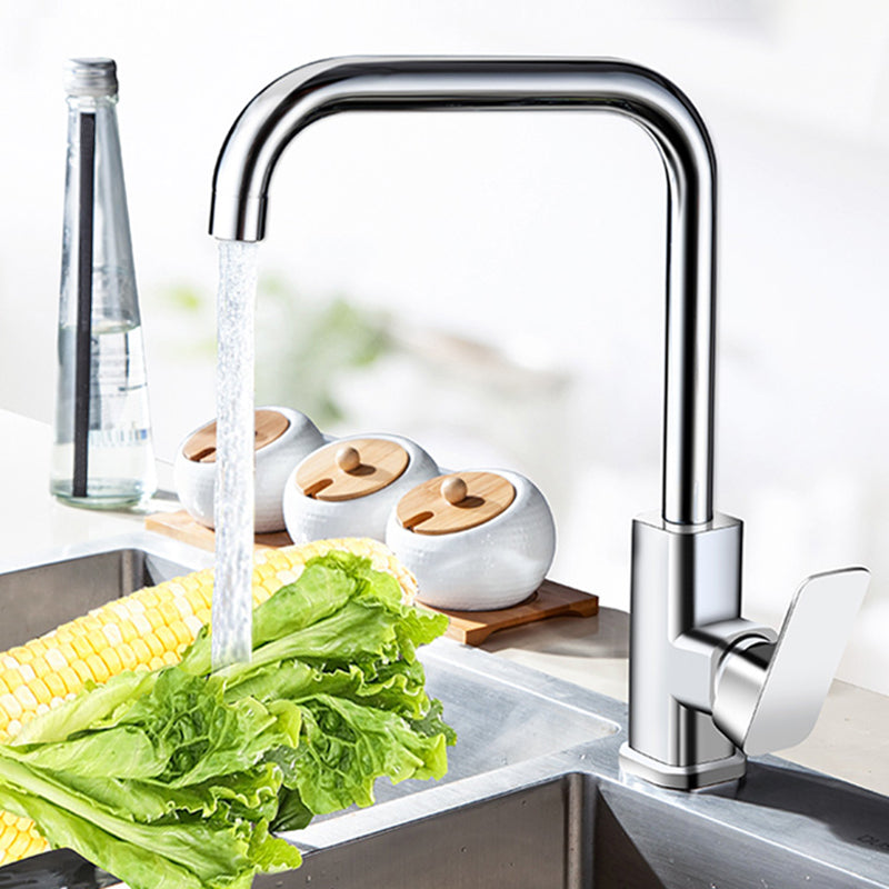 Modern Style Kitchen Faucet Copper Lever Handle Low Arch Kitchen Faucet