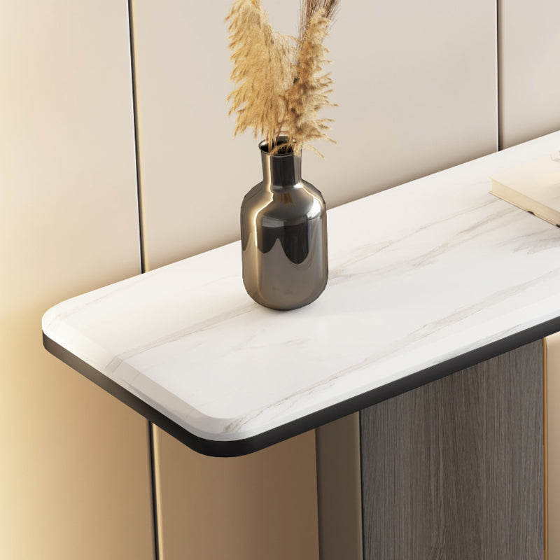 White Stone Console Table 1 Shelf 31.5" Tall Accent Table for Hall