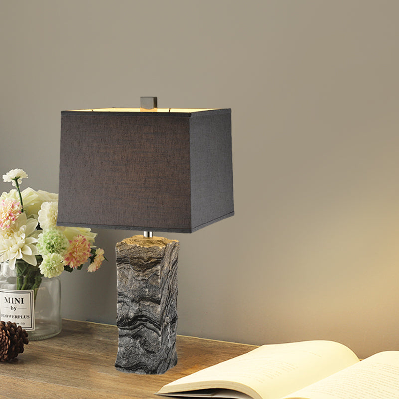 Marble Night Table Rectangular Light Modernisme Lampe de bureau à tête en noir avec de l'ombre en tissu