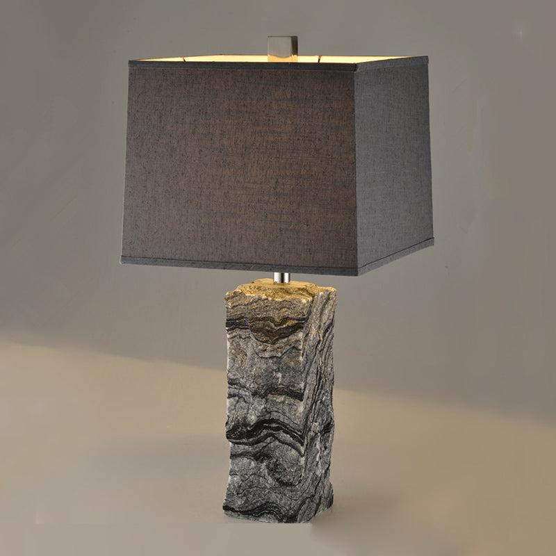 Marble Night Table Rectangular Light Modernisme Lampe de bureau à tête en noir avec de l'ombre en tissu