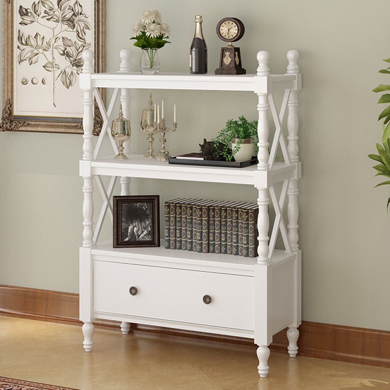 Contemporary Wooden Bookshelf Standard Closed Back Bookcase with 1 Drawer