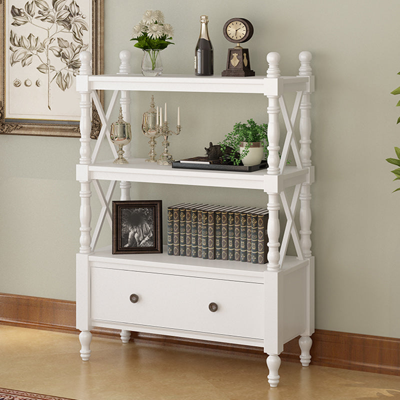 Contemporary Wooden Bookshelf Standard Closed Back Bookcase with 1 Drawer