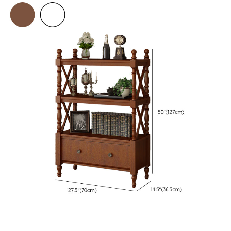 Contemporary Wooden Bookshelf Standard Closed Back Bookcase with 1 Drawer