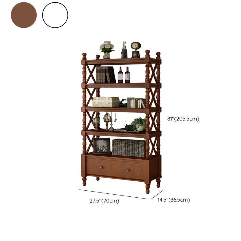 Contemporary Wooden Bookshelf Standard Closed Back Bookcase with 1 Drawer