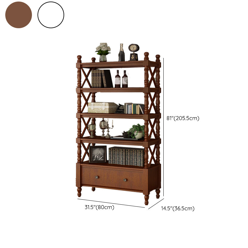 Contemporary Wooden Bookshelf Standard Closed Back Bookcase with 1 Drawer