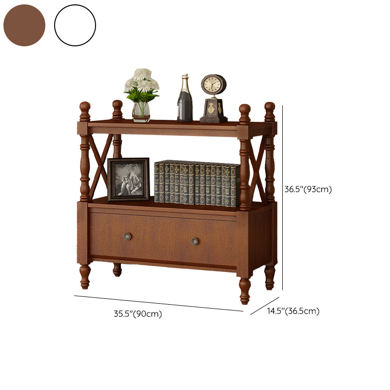 Contemporary Wooden Bookshelf Standard Closed Back Bookcase with 1 Drawer