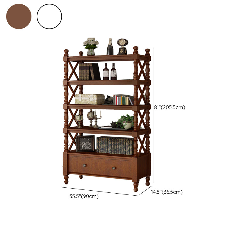 Contemporary Wooden Bookshelf Standard Closed Back Bookcase with 1 Drawer