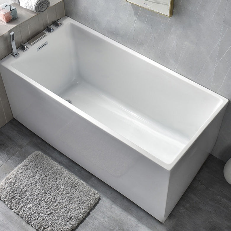 Back to Wall Acrylic Bathtub Stand Alone White Rectangular Bath