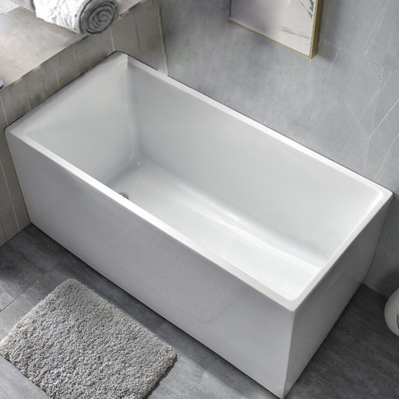 Back to Wall Acrylic Bathtub Stand Alone White Rectangular Bath