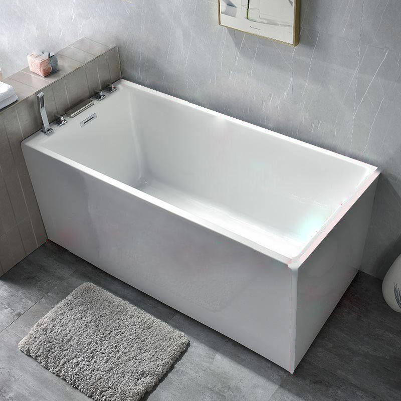 Back to Wall Acrylic Bathtub Stand Alone White Rectangular Bath