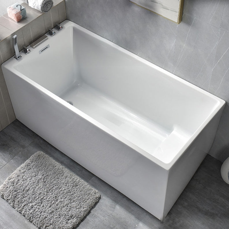 Back to Wall Acrylic Bathtub Stand Alone White Rectangular Bath