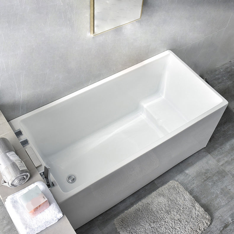 Back to Wall Acrylic Bathtub Stand Alone White Rectangular Bath